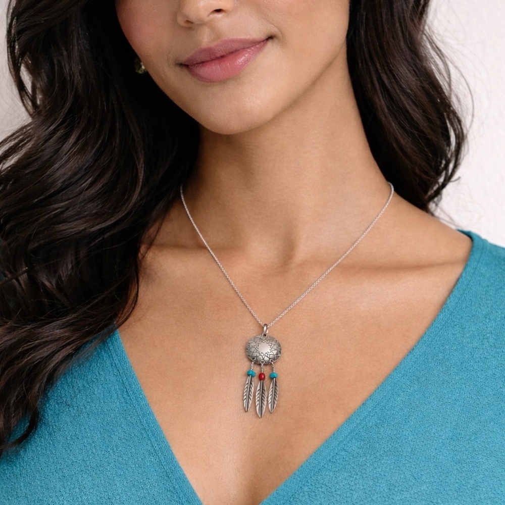 Silver Dreamcatcher Pendant Necklace